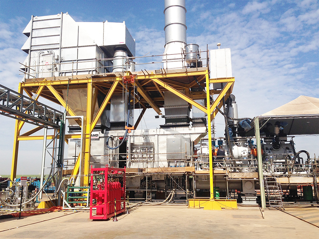 Image of a power generation site on an offshore platform, suspended on vibration isolators from Vibratec