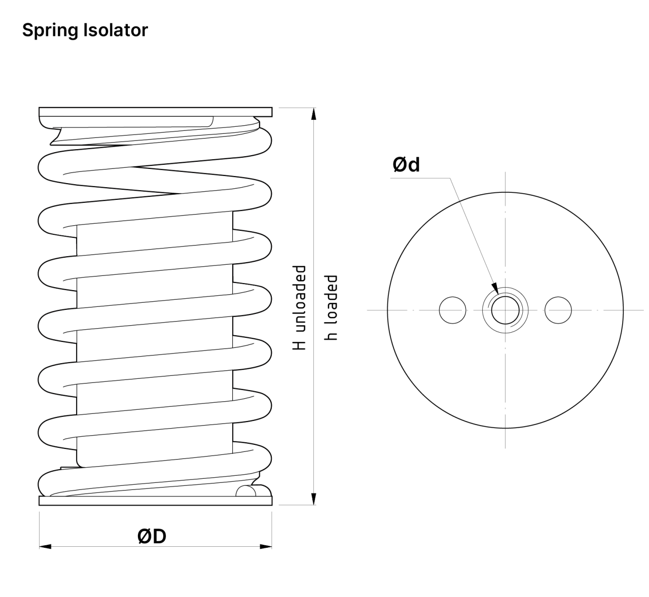 A technical drawing of our spring isolator VT4424