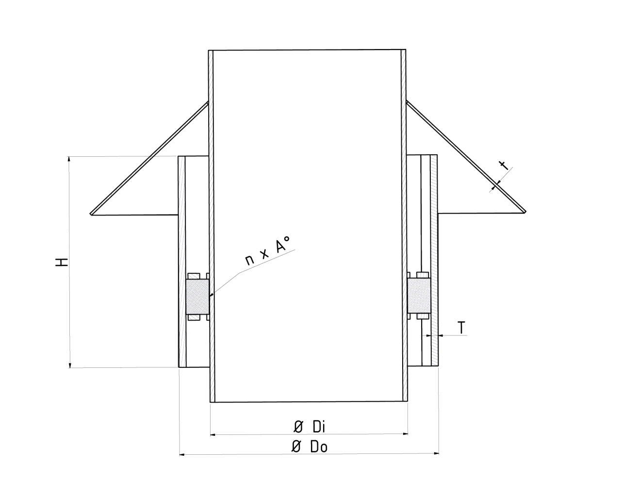 Technical drawing of our product in a side view